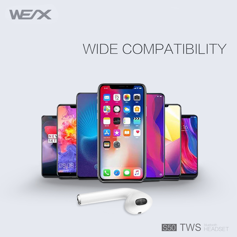 WEX S50 auricolari wireless, vere cuffie stereo wireless, auricolari bluetooth 5.0